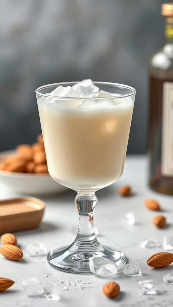 Creamy White Russian cocktail with almond milk