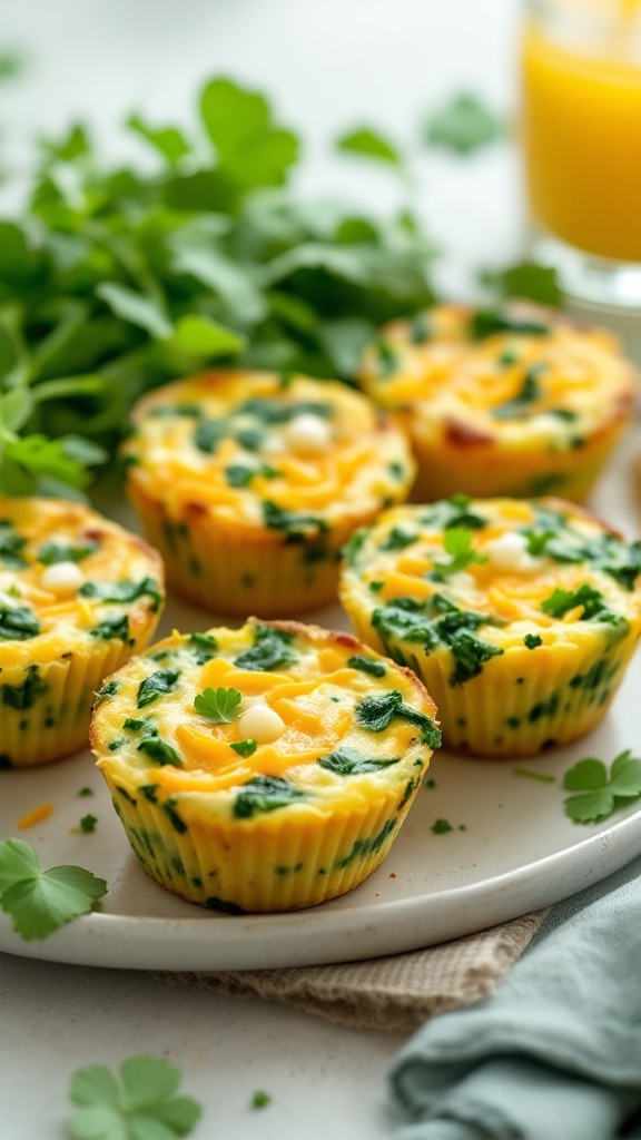 Delicious green egg muffins made with spinach and cheese, perfect for a keto St. Patrick's Day celebration.