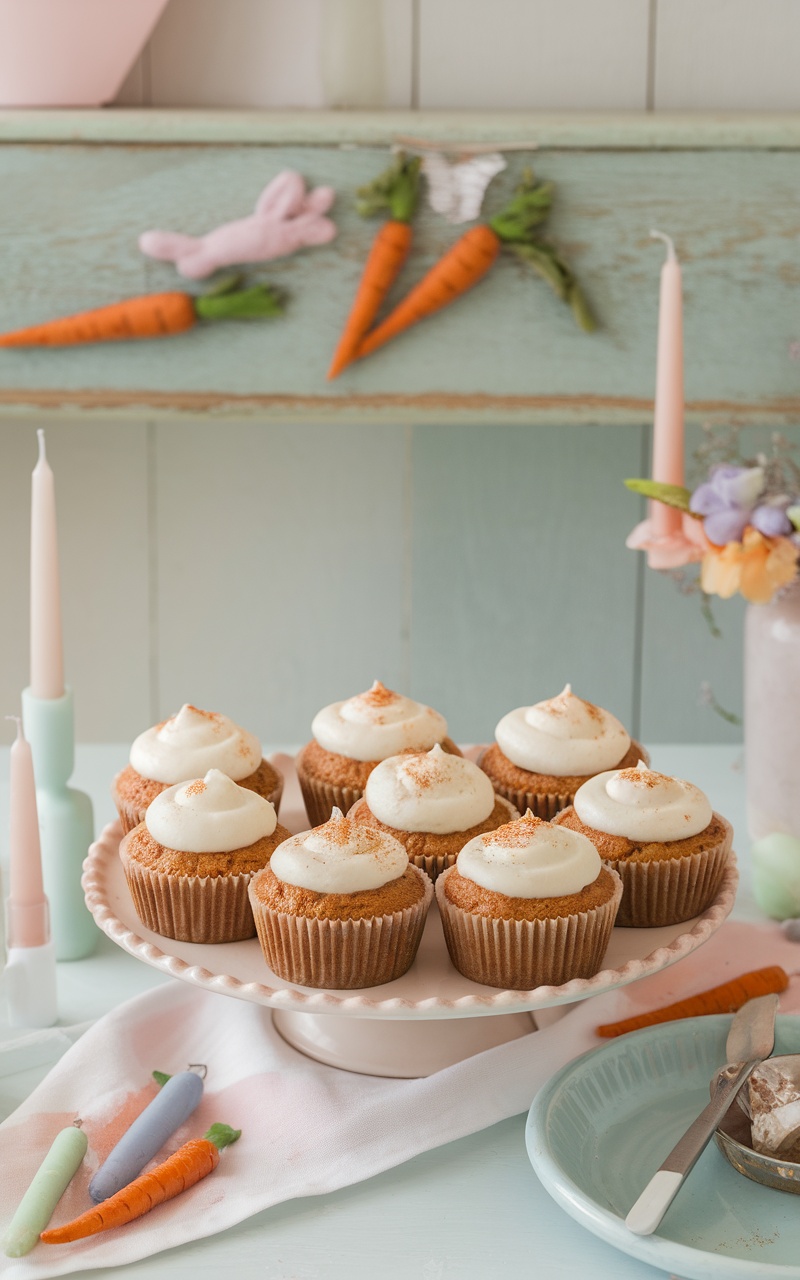 Keto-Friendly Carrot Cake Muffins topped with cream cheese frosting