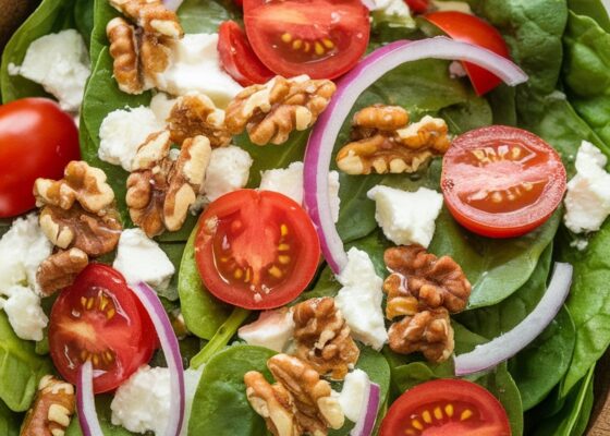 Keto Easter Spinach Salad with Goat’s Cheese