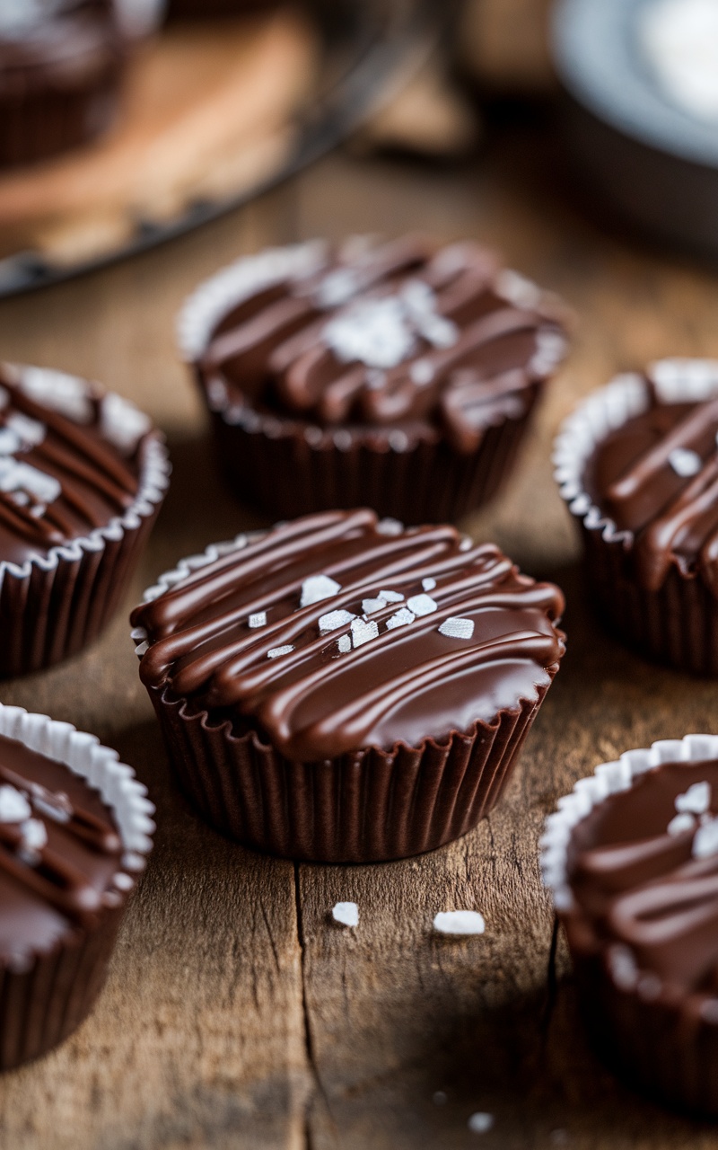 Keto almond butter cups lined with cupcake liners, filled with almond butter and topped with dark chocolate.